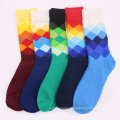 Mens Rhombus Pattern Fashion Socks Business Casual Warm Socks Winter Autumn Sock